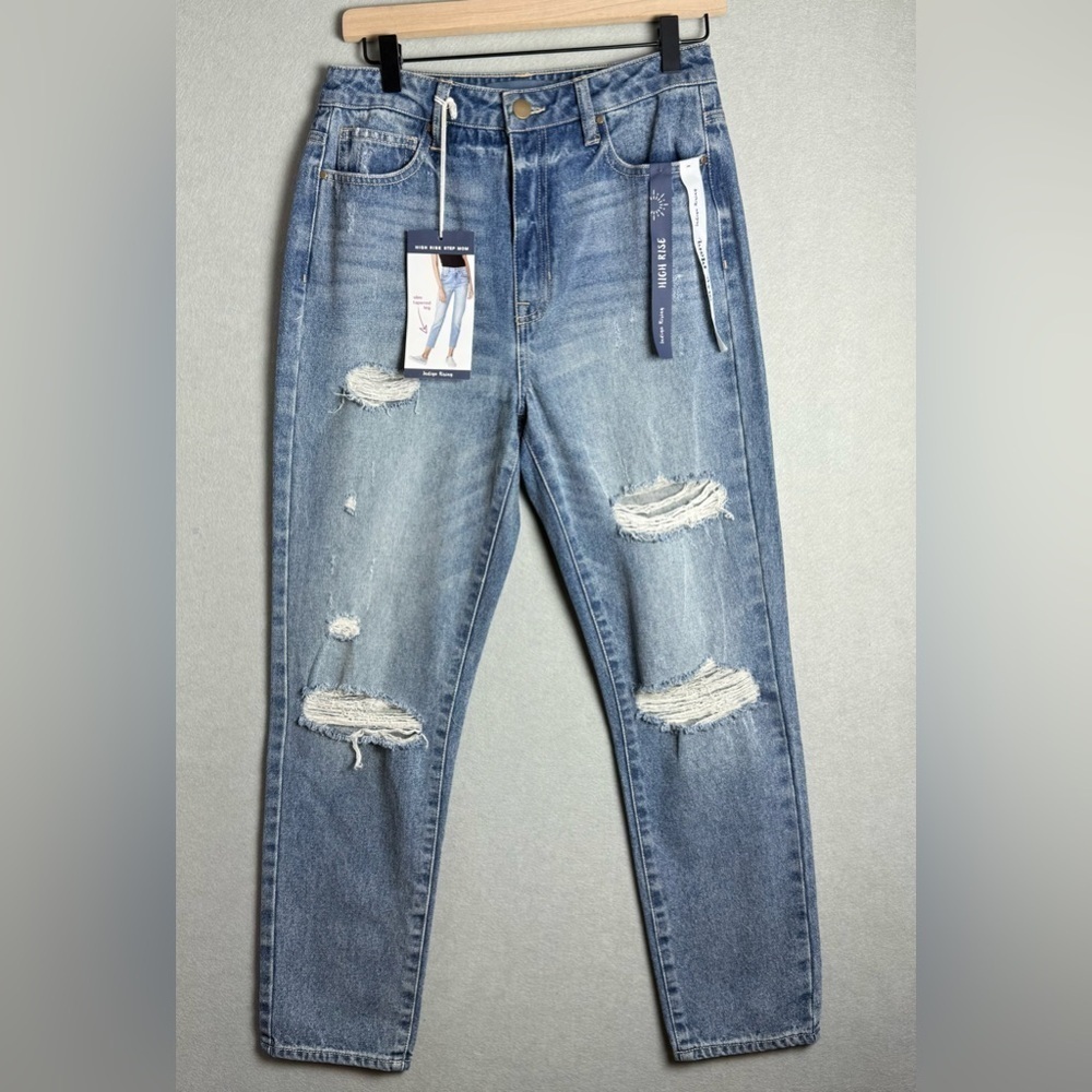 Indigo Rising Women’s High-Rise Step Mom Rigid Distressed Denim Jeans size 5/6